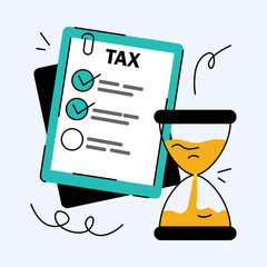 Timely Tax Submission An Hourglass Beside A Tax Form