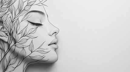 Woman emotional sadness concept illustrated in minimalist line art style for branding and editorial design