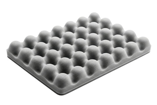 Grey acoustic foam panel with egg crate texture for soundproofing isolated with transparent background - Powered by Adobe