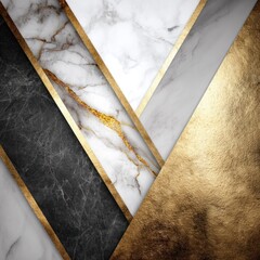 Abstract geometric design with marble texture and gold accents
