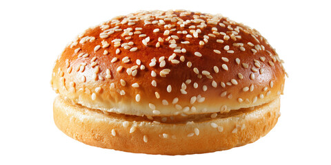 Burger bun with sesame seeds isolated on a transparent background