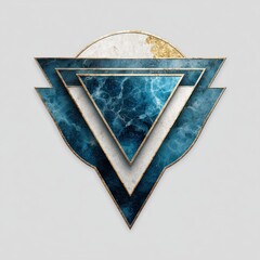 Abstract geometric design with teal triangles and golden accents on white