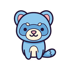 Obraz premium Adorable Cartoon Blue Raccoon Dog Illustration