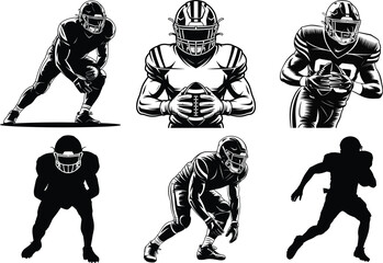 Football Players Vector Illustration Set Transparent Background
