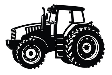 Obraz premium Black and White Tractor Icon Illustration for Agricultural Education and Farming Media