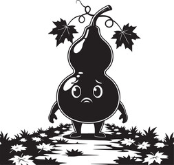 Cute Cartoon Mushroom with Leaves &ndash; Forest & Nature Silhouette

