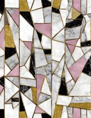 Abstract geometric pattern pink gold black white mosaic design