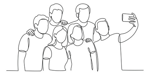 Obraz premium Group of friends capturing a joyful moment together with a modern selfie