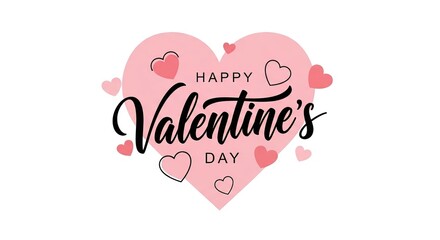 Beautifully designed 'Happy Valentine's Day' text with elegant pink hearts, perfect for romantic celebrations and loving greetings on social media