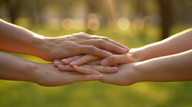Holding Hands Together Support Unity Connection Trust Partnership Friendship Care Empathy Love Family Relationships Human Bond Solidarity Hope Healing Wellness Stock Video Footage