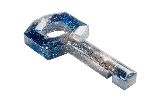 Premium isometric icon showing a digital key combined with a shield on a simple background - Powered by Adobe