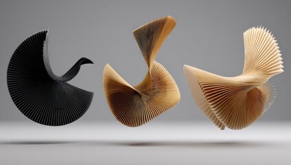 Obraz premium Abstract geometric sculptures displayed against a neutral background