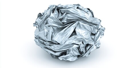 Crumpled aluminum foil ball creating metallic texture