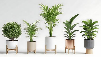 Aesthetic collection of diverse indoor houseplants in stylish pots, perfect for modern home decor and creating a fresh living environment