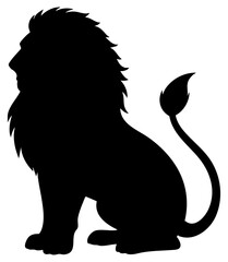 Male Lion Silhouette Sitting - Powerful Wildlife Vector Illustration on Transparent Background