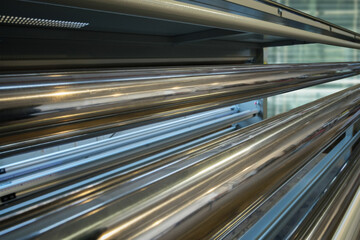 Highly polished metal pipes, stainless steel or chrome-plated copper