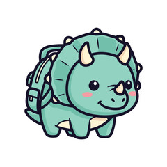 Fototapeta premium Cute Cartoon Dinosaur Backpack Illustration