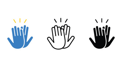 Obraz premium A set of three hand icons in different colors and styles