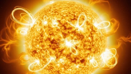 Fiery solar flare erupts with brilliant light and energy from the sun's surface