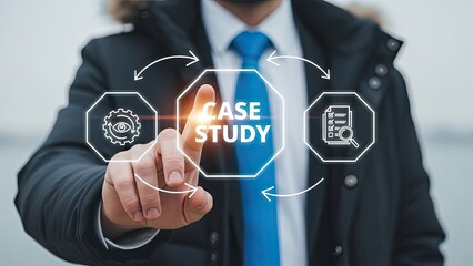 Businessman presenting case study with innovative solutions and strategy