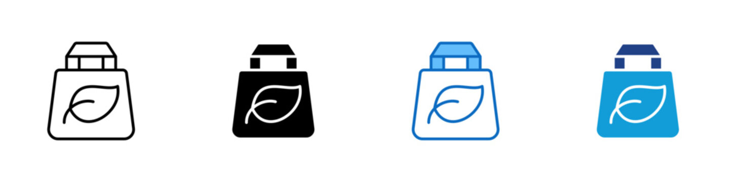 Eco Bag Multiple Style Icon Design Vector - Reusable shopping bag symbolizing sustainability, eco lifestyle, and environmental awareness