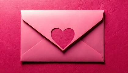 Pink Envelope with Heart Cutout on Matching Pink Background.