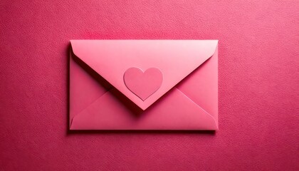 Pink Envelope with Heart Seal on Matching Pink Background.