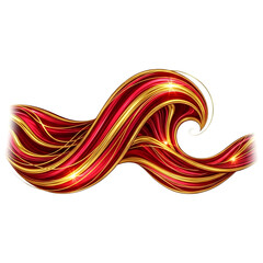 Dynamic Red and Gold Swirling Liquid Flow Element 3D Illustration