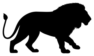 Male Lion Silhouette Side Profile Vector Illustration on Transparent Background