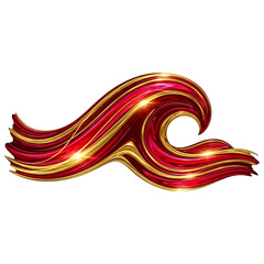 Stylized Red and Gold Abstract Wave Shape Illustration