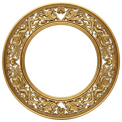 Vintage Golden Circle Frame with Floral and Dragon Motifs