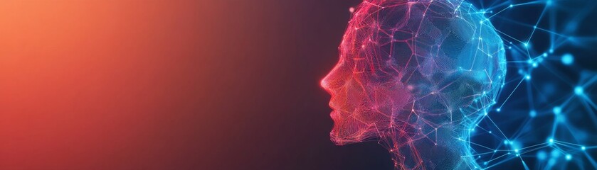 Digital Human Head Abstract Network, AI, Neural , Machine Learning