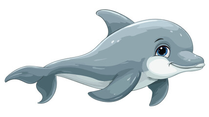Obraz premium Adorable Dolphin Cartoon Vector Illustration Isolated on White Background
