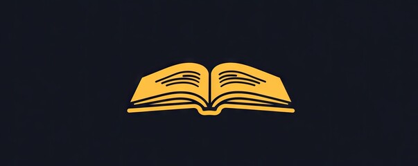 Golden open book icon on dark navy background