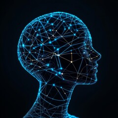 Glowing Head AI Network Concept, Technology, Future