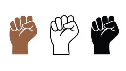 Obraz premium Three fists raised in solidarity and unity for social justice and equality