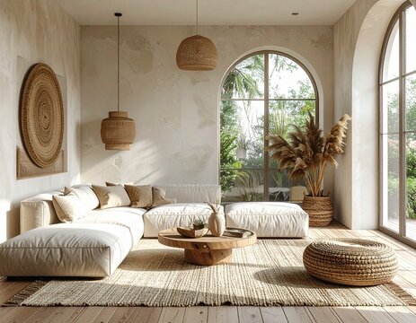 Minimalistisches Boho-Wohnzimmer