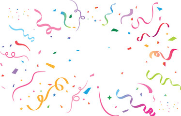 Colorful Celebration Confetti Explosion Vector &ndash; Festive Streamers Isolated on White Background