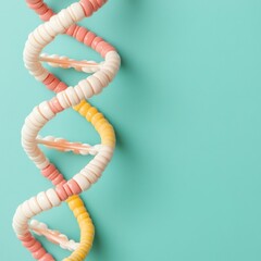 Pastel DNA Model on Teal Background, Science , Genetics