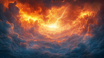 Chaos emotion concept with storm clouds and lightning symbolizing desperation and turmoil