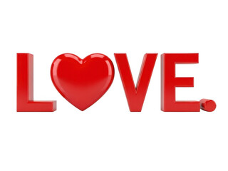 Red heart love symbol isolated on transparent background