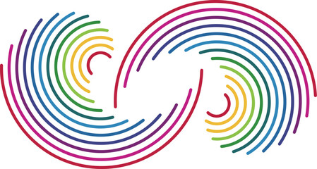 Abstract Rainbow Swirl Lines Vector &ndash; Colorful Circular Wave Pattern Isolated on White Background