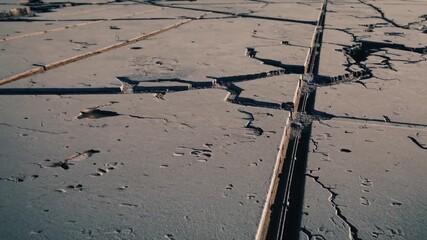 Infrastructure Damage Post-Event Urban Area Aerial View Cracked Ground Resilience in Recovery