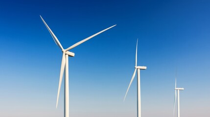 Wind Turbines Against Blue Sky Clean Energy Future, renewables , eco
