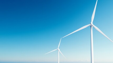 Wind Turbines Against Clear Blue Sky, Clean energy , Windpower