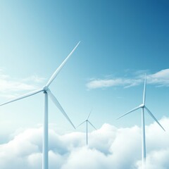Wind Turbines in Sky, Green Energy , Sustainability
