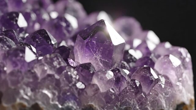 Stunning Amethyst Crystal Cluster Close Up Macro Shot.