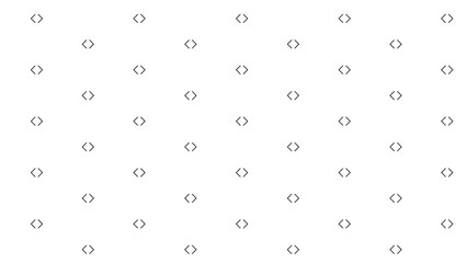 Minimalist pattern of black diamond brackets and geometric symbols on a white background for modern UI design