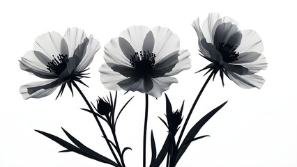 Valentine's day background with beautiful black and white flowers