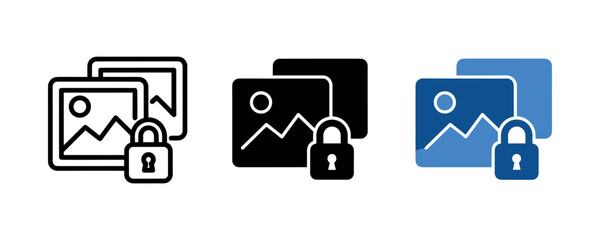 Security icons featuring padlocked image symbols in different styles and colors